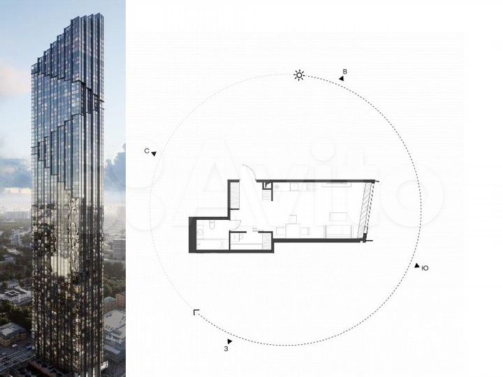 Квартира-студия, 43,8 м², 59/85 эт.