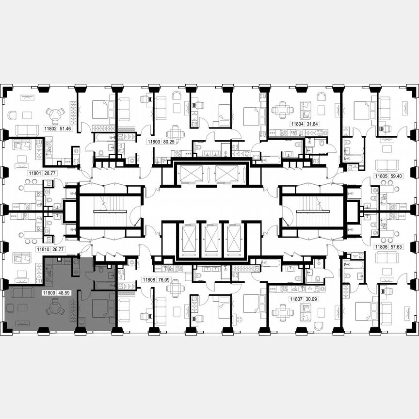 1-к. квартира, 48,6 м², 18/52 эт.