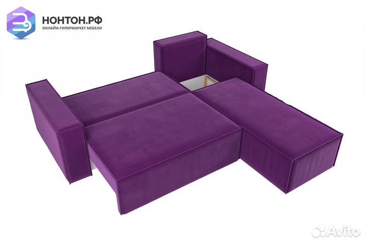Диван угловой еврокнижка Куба микровельвет фиолето