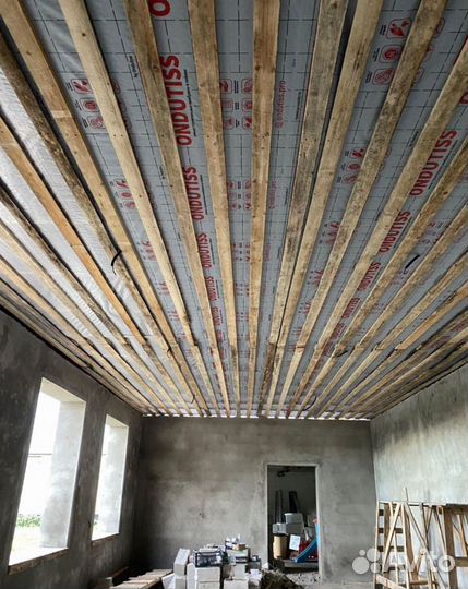 Установка обрешётки потолков