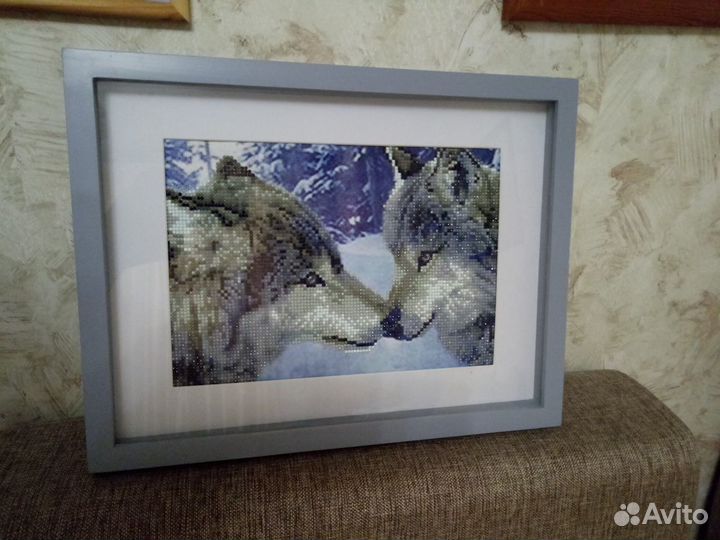 Картина волки алмазная вышивка 25х35