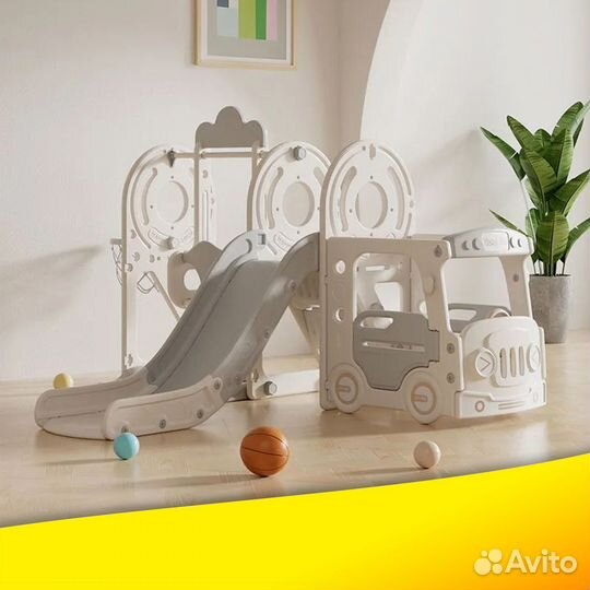 Игровой комплекс с горкой и качелями unix Kids Bus