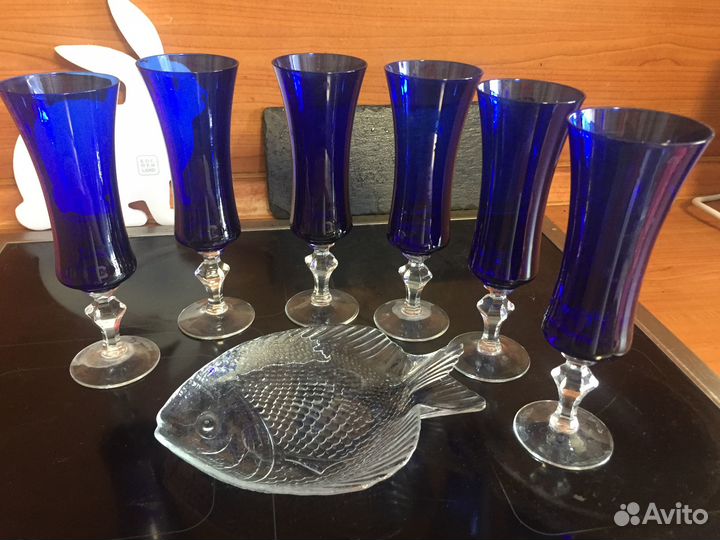 Фужеры гхз, хрусталь, цветное стекло, СССР