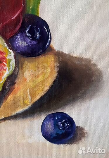 Картина маслом Натюрморт Десерт с фруктами и ягода