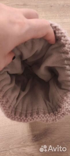 Пудровый комплект Mango шапка кролик.помпон,перч-и