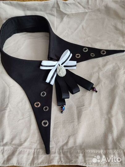 Воротник сьемный с брошкой стимпанк,готик аксесуар