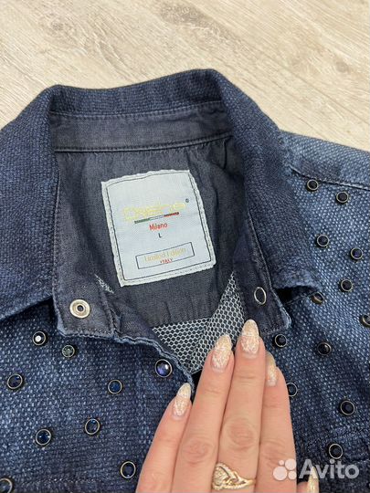 Рубашка джинсовая со стразами