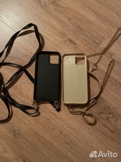 Чехол на iPhone 11 pro кожаный с цепочкой