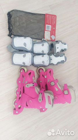Роликовые коньки детские р32-35 Reaction + защита