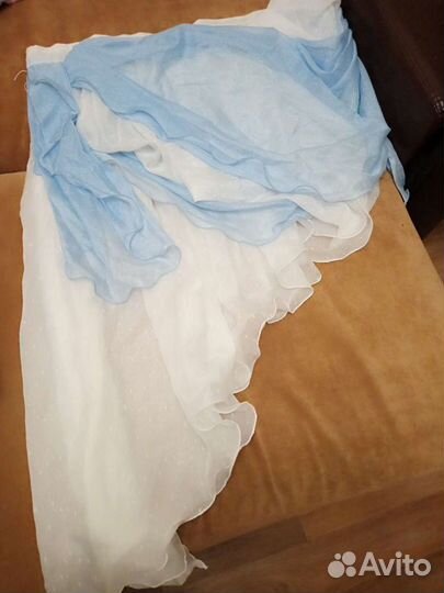 Ламбрекен бело-голубой цвет