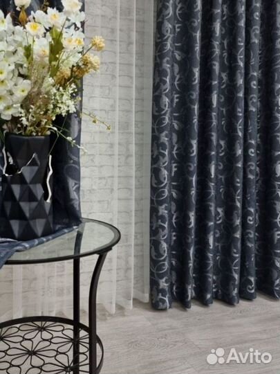 Шторы канвас мрамор комбинированные, тюль, шторы