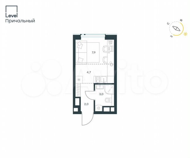 Квартира-студия, 17,6 м², 27/33 эт.