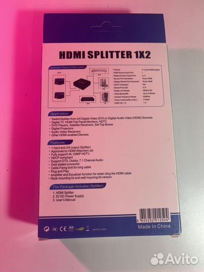 Hdmi разветвитель сплиттер 1х2 4k