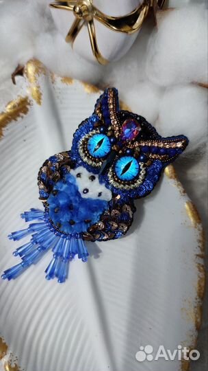 Брошь ручной работы фламинго