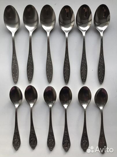 Ложки десертные и чайные наборы мельхиор 1973 г