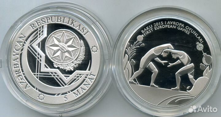 Набор серебряных 5х5 манат Олимпиада Азербайджан