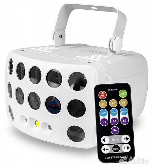 Светомузыка 3в1: бабочка/дерби+лазер+стробоскоп