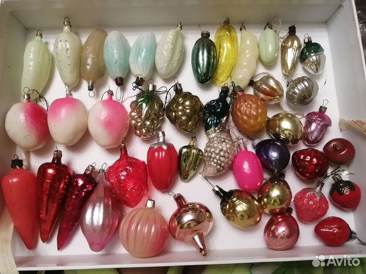 Елочные игрушки СССР, звезды, агитация, овощи