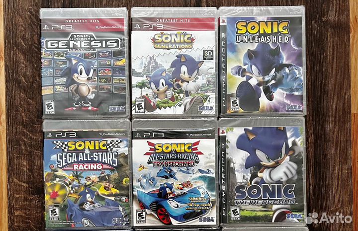 Подборка запечатанных игр серии sonic для PS3