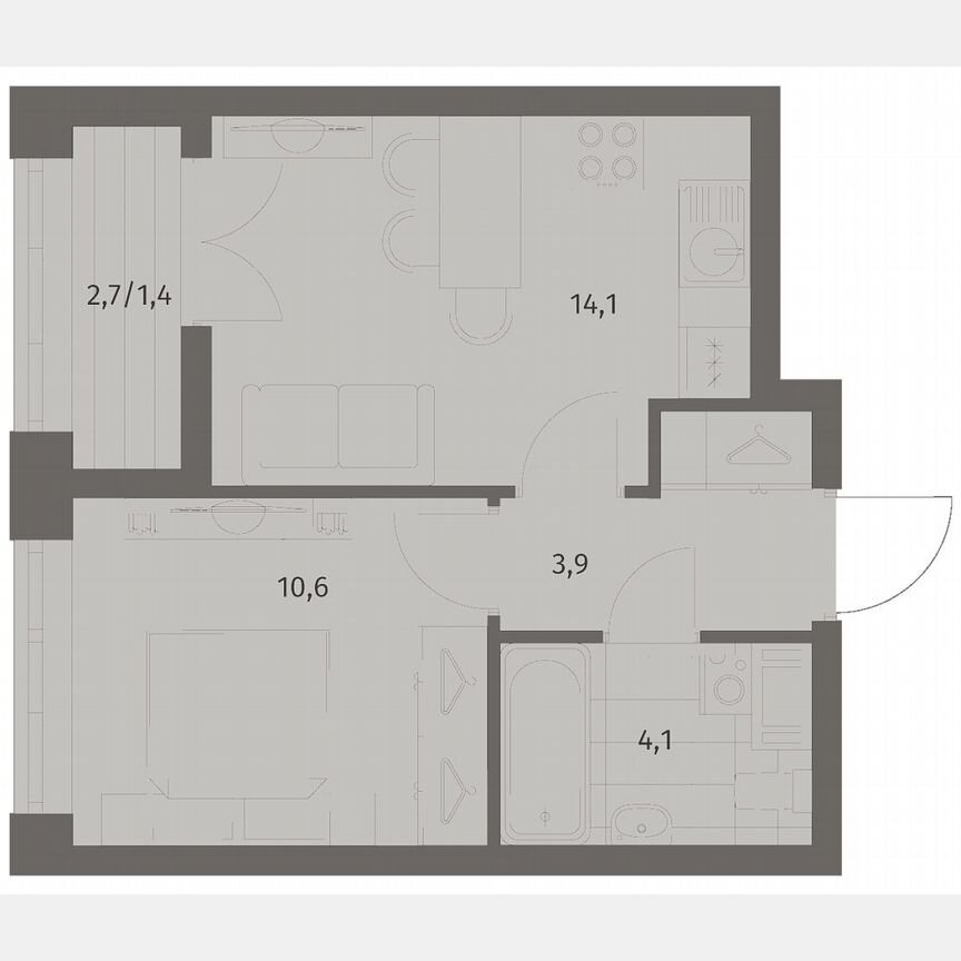 1-к. квартира, 34,1 м², 9/11 эт.