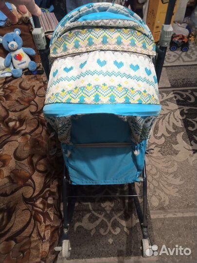 Санки-коляска Ника умка 3/4 Вязанный бирюзовый