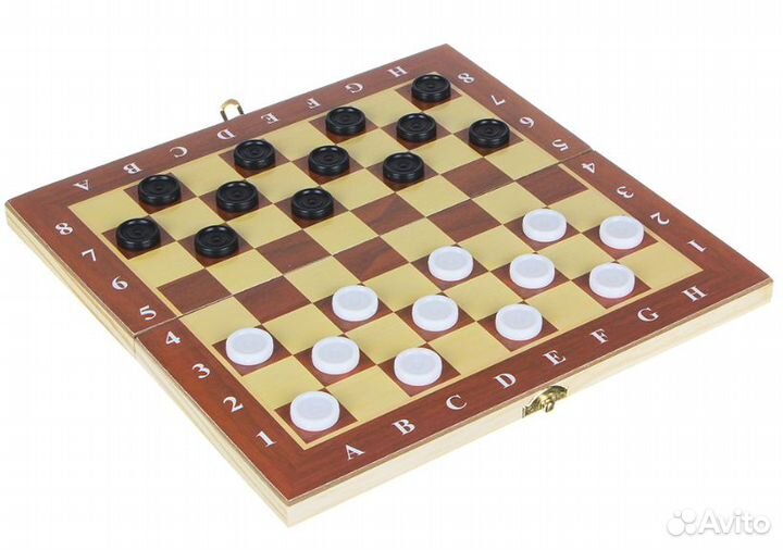 Настольная игра, шашки, дерево, пластик, 29х29см