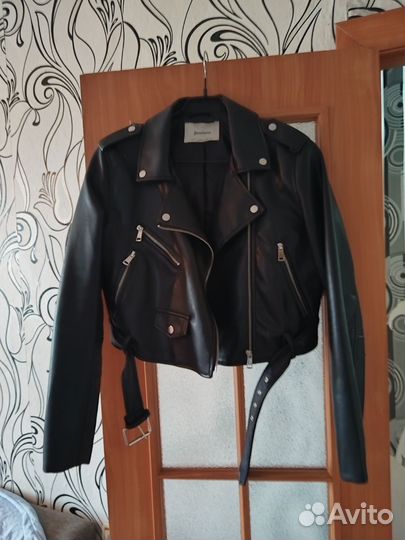 Кожаная куртка косуха укороченная