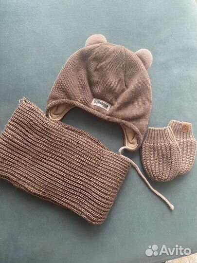 Комплект шапка снуд варежки