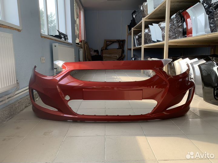 Бампер передний Hyundai Solaris 11 Красный TDY