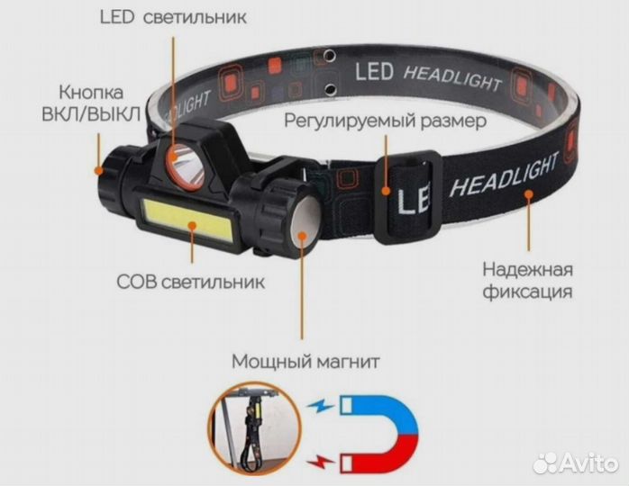 Мощный налобный фонарь