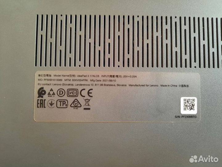 Ноутбук lenovo ideapad 3 17alc6