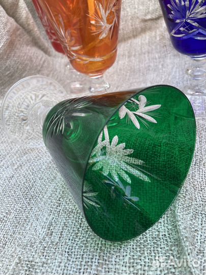 Бокалы для воды или вина, Цветной хрусталь, Чехия