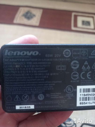 Блок питания для ноутбука lenovo 20v 3.25a
