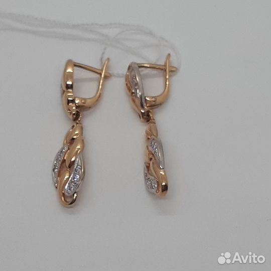 Серьги с синтетическим камнем Золото