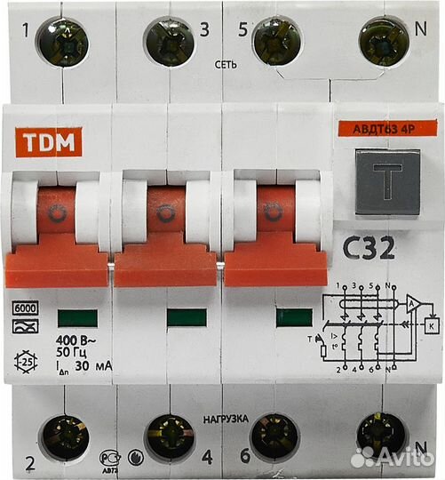 Дифференциальный автомат Electric авдт63 3Р N C32