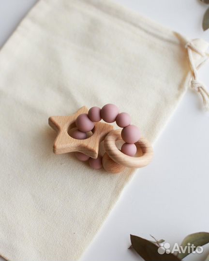 Деревянные грызунки браслет