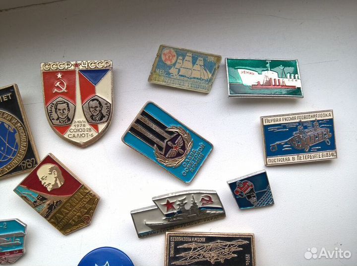 Значки ссср,одним лотом, космос,самолеты,корабли