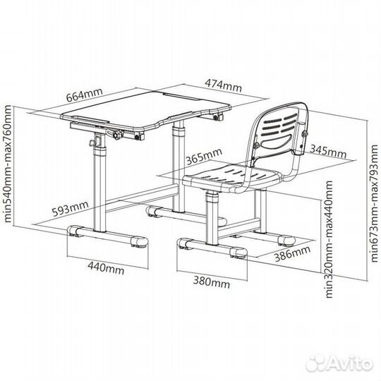 Растущая парта плюс стул