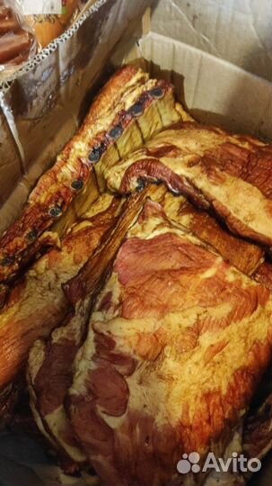 Ребра свиные мясные варено копченые на ольхе