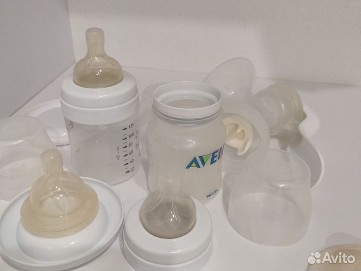 Молокоотсос avent ручной, бутылочка, соски