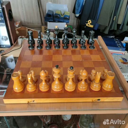Деревянные резные шахматы. 1950-60-е годы