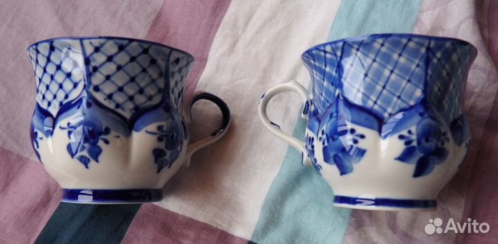 Кружки Гжель, ручная работа, 9 штук