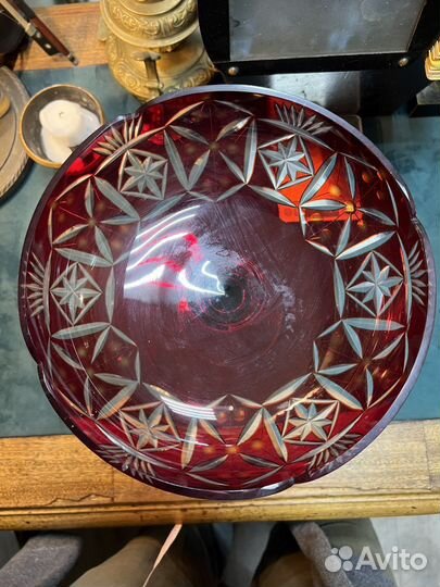 Ваза хрустальная цветная СССР большая