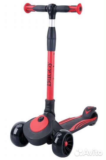 Самокат TechTeam Buggy, красный (3-х колесный, св