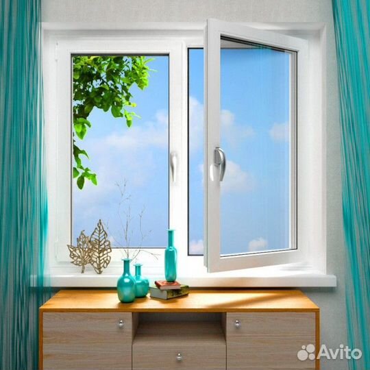 Окно двухстворчатое 1300х1400 мм