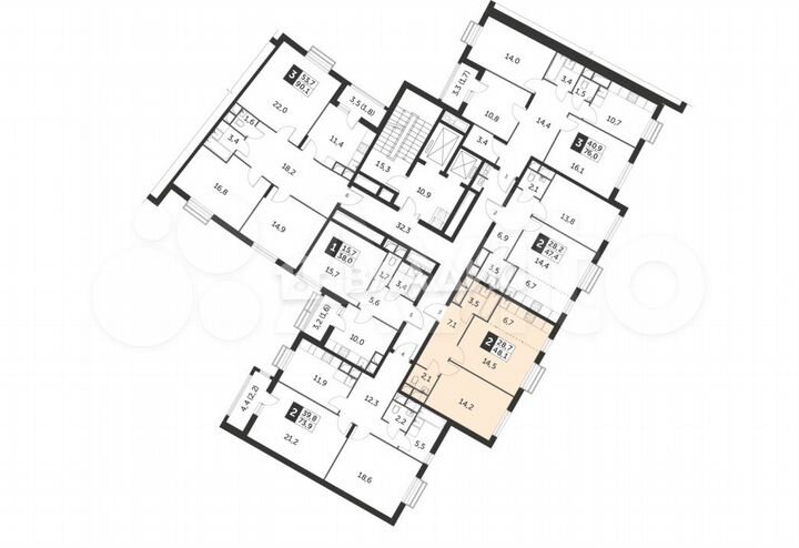 2-к. квартира, 48,1 м², 7/8 эт.