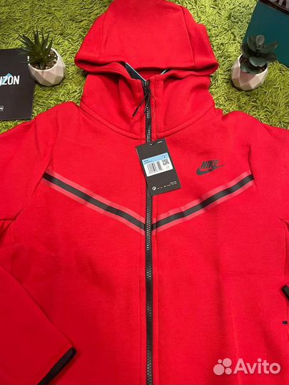 Зип Худи Nike Tech Fleece Red Оригинал