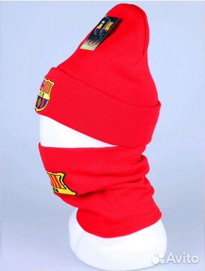 Комплект шапка и снуд для болельщика барселона/ ша