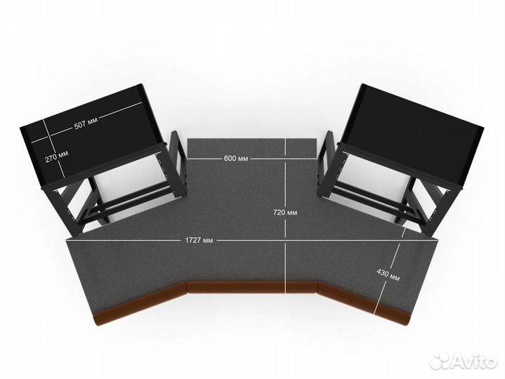 Акустический стол поглощающий с полками под моники