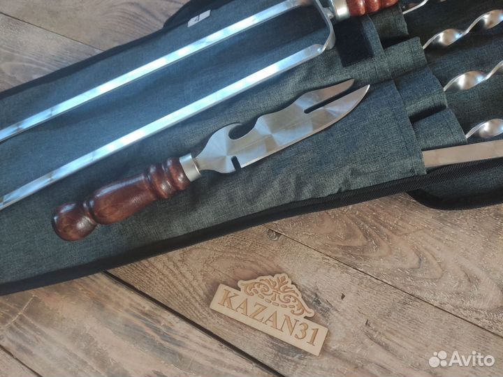 Подарочные наборы шампуров с деревянной ручкой